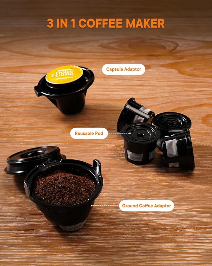 SHARDOR 3 in 1 Coffee Maker K Cup Coffee Maker Compatible with Ground Coffee &amp Teas Single Serve Coffee Machine 6–14oz Brew Sizes 40oz Detachable Water Reservoir Descale Settings Black