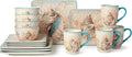 Escape to the Sea 16-Piece Dinnerware Set Coastal Shell &amp Coral Design Aquatic Hues Durable Ceramic Microwave &amp Dishwasher Safe Elegant Nautical Dining Décor