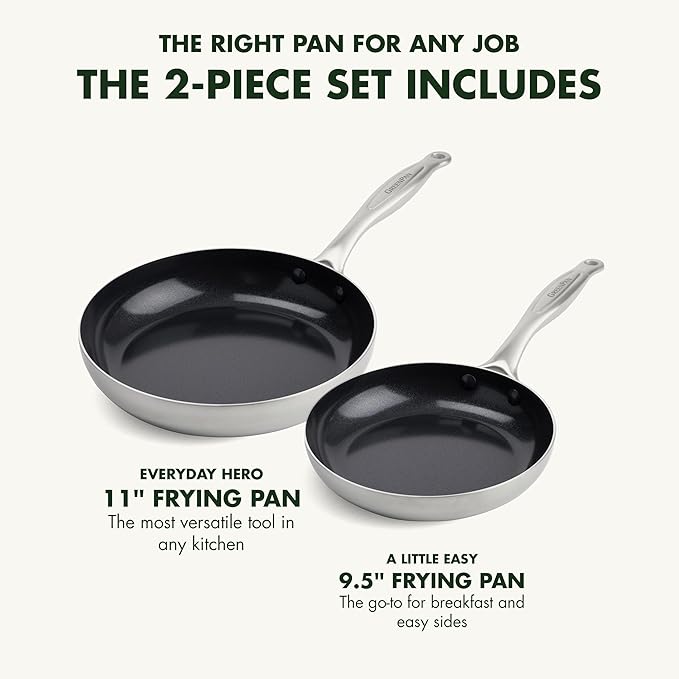 GreenPan TriClad Ceramic Nonstick 9.5 and 11 Frypan Set