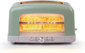 Graphite Heating Technology Pop-Up Toaster w/7 Heat Settings 3 Toasting Functions &amp Unique Bagel Mode Olive/Brushed Nickel