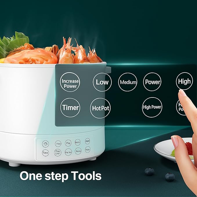 3L Low Sugar Rice Cooker with Lifting Steamer Basket Electric Stainless Steel Rice Maker Carb Reducing Fast Heating 3-Speed Touch Control Compact for Dorm Home Kitchen UseWhite