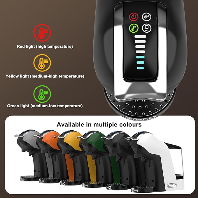 KOTLIE EM-308B Espresso Machine Single Serve Coffee Maker Compatible with Multiple Capsule Types Ground Coffee and ESE Pods 3 Temperatures 7 Water Volume Levels 34 Oz (Black)