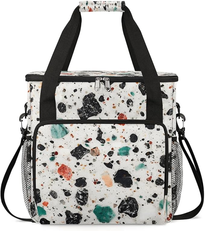 Marble Pattern Design Coffee Maker Carrying Bag Compatible with K-Mini or K-Mini Plus Portable Single Cup Coffee Maker Case with Pockets for K Cup Pods