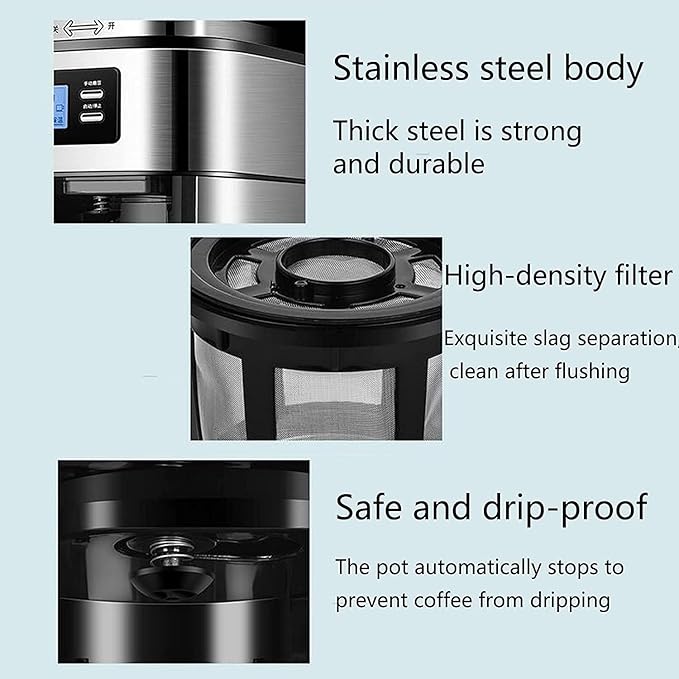 Coffee Machine Fully Automatic Grinding Machine Drip Type Milk Frother 92℃ Constant Temperature LED LCD Suitable For All Ages