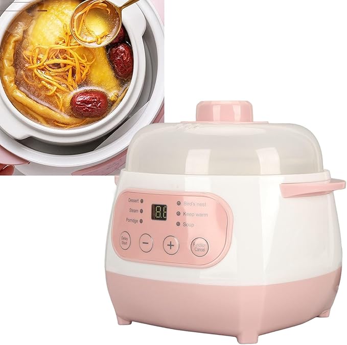 Sorandy 1L Electric Stew Pot 200W Compact Cooker with Anti Dry Burn 24H Reservation Easy to Use and for Rice Porridge Soup (US Plug 110V) Sorandyfgprhszc1e-12