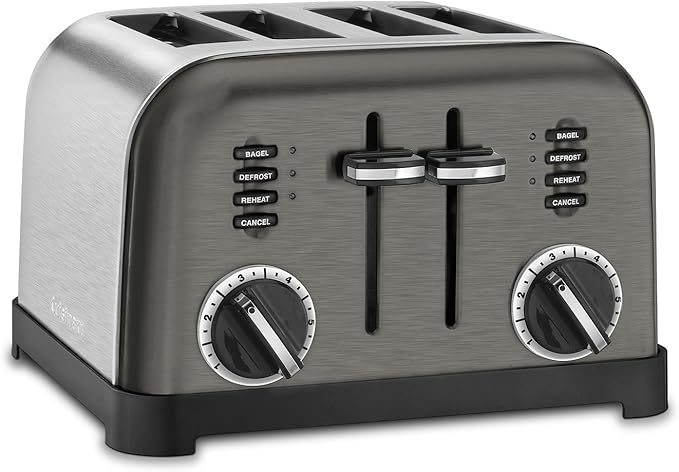 Cuisinart CPT-180BKS Classic 4-Slice Toaster Black/Stainless Steel &amp DCC-1200 12 Cup Brew Central Maker Coffee Maker2 Black Stainless Steel