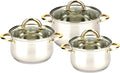 Uniware Super Quality18/10 Stainless Steel Cookware Set with Gift Box (6 Pcs Cookware Set Golden Coating)