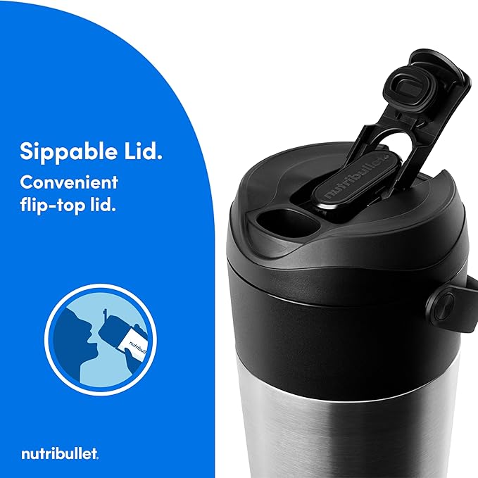 nutribullet Flip Portable Blender with Insulated Cup Cordless Brushed Stainless NBPB50350SS