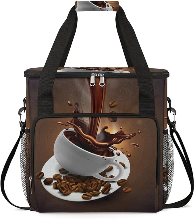 Coffee Beans Cup Coffee Maker Carring Bag Travel Carrying Storage Tote Bag Compatible with Keurig K-Mini or K-Mini Plus Portable Single Serve Coffees Brewer Case with Pockets for K-cup Pods