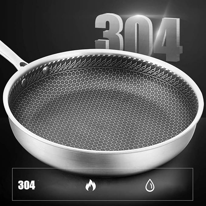 Cooking Pot Mesh Wok pan with Scratch-Resistant mesh Coating Suitable for All Types of stoves Including Induction stoves Stainless Steel