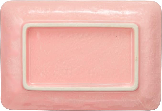 Setoyaki 144-1000 Crosflower Dinnerware Set Rectangular Plate Grilled Fish Plate Width Approx. 6.7 x 4.7 inches (17 x 12 cm) Set of 5 Pink Microwave Safe Kokkoen Made in Japan