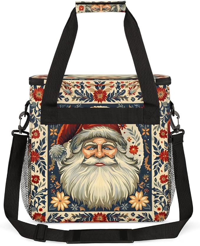 Cute Santa Claus Coffee Maker Carrying Bag Glowing Santa Claus Travel Storage Bag Compatible with K-Mini or K-Mini Plus Single Serve Coffee Brewer Carrying Case with Pockets &amp Shoulder Strap