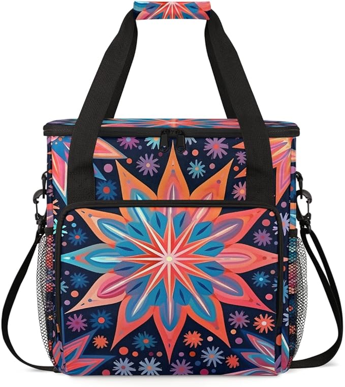 Watercolor Explosion Coffee Maker Carrying Bag Crazy Lines Star Travel Storage Bag Compatible with K-Mini or K-Mini Plus Single Serve Coffee Brewer Carrying Case with Pockets &amp Shoulder Strap