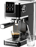 Espresso Machine 20 BarTouch Screen Espresso Maker with Steam Milk FrotherStainless Steel Expresso Coffee Machine for Cappuccino Latte Cold Brew1350W Fast Heat Up SystemBlack