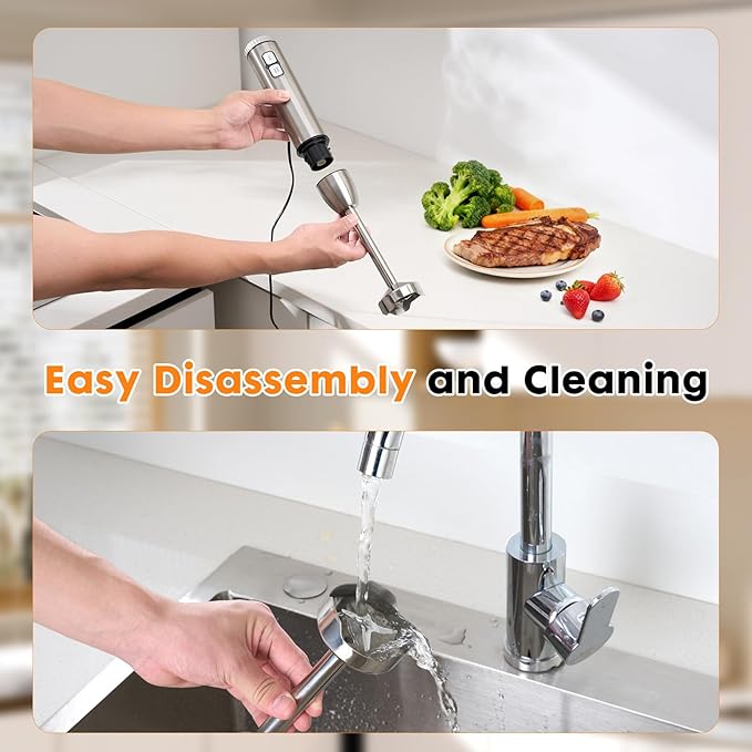 Immersion 8 in 1 Hand Blender 25 Speed &amp Turbo Mode Handheld Blenders Electric Sitck Blender with Beaker Chopper Milk Frother Frother Grinder and Mixer