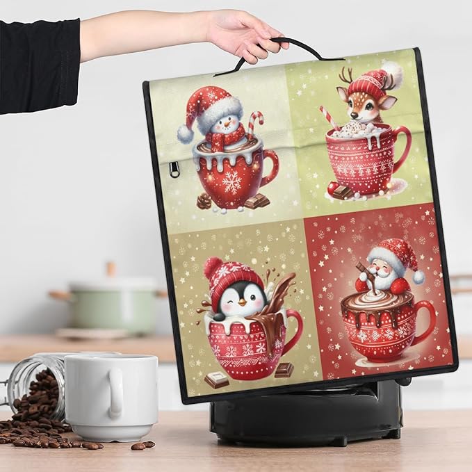 Kitchen Aid Mixer Cover Christmas Snowman Deer Stand Mixer Cover Compatible with 6-8 Quarts Stand Mixers Dust Covers with Zipper Pocket Foldable Washable Kitchen Aid Organizer Bag