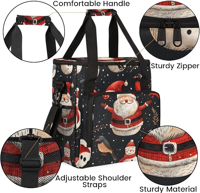 Fantastic Santa Claus Coffee Maker Carrying Bag Christmas Santa Claus Travel Storage Bag Compatible with K-Mini or K-Mini Plus Single Serve Coffee Brewer Carrying Case with Pockets &amp Shoulder St