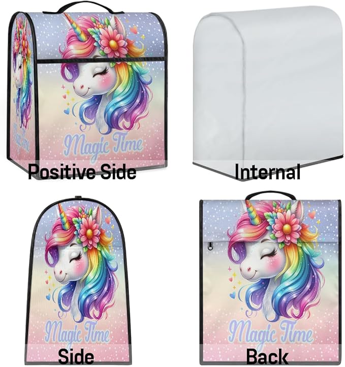 cfpolar Kitchen Aid Mixer Cover Compatible with 6-8 Quarts Unicorn Rainbow Animal Stand Mixer Cover Kitchen Aid Mixers Accessories Appliance Organizer Bag Dust Covers with Zipper Pocket