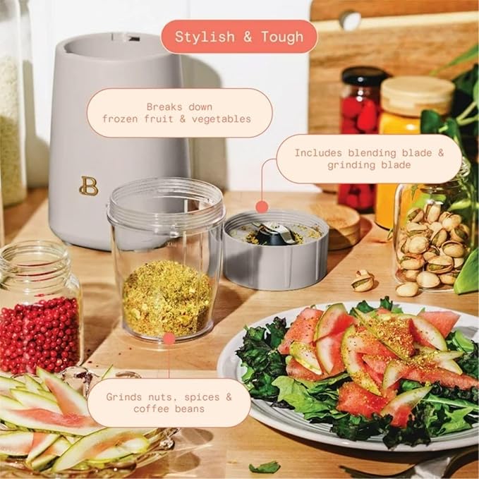 Personal Blender 240W with 12-Piece Set Portable Smoothie Maker with Travel Cups for Protein Shakes Juices and Smoothies (Porcini Taupe)