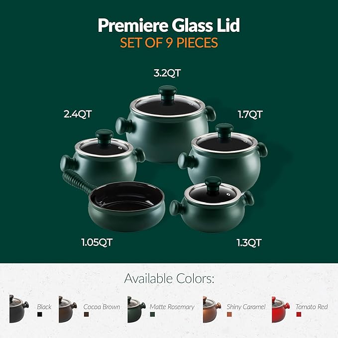 100% Ceramic Non Toxic Healthy Longlasting Lightweight Cookware Set - Oven Safe Up to 1200F Dishwasher Safe - PFAS PTFE PFOA PFOS - Shiny Caramel
