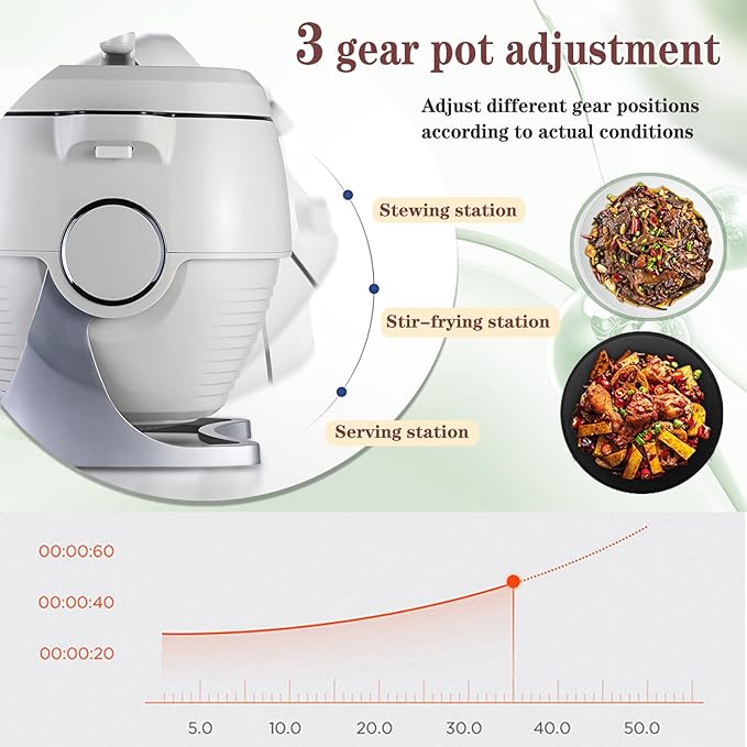 2000W Commercial Food Processor &amp Automatic Cooker 6L Stainless Steel Pot with 360° Rotation and 3D Heating 3 Speed Modes for Stir Frying Soup Rice Home and Restaurant Kitchen Appliance
