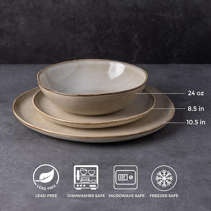 AmorArc Stoneware Dinnerware Sets &amp Pasta Bowls &amp Coffe MugsService for 4 (22pc)