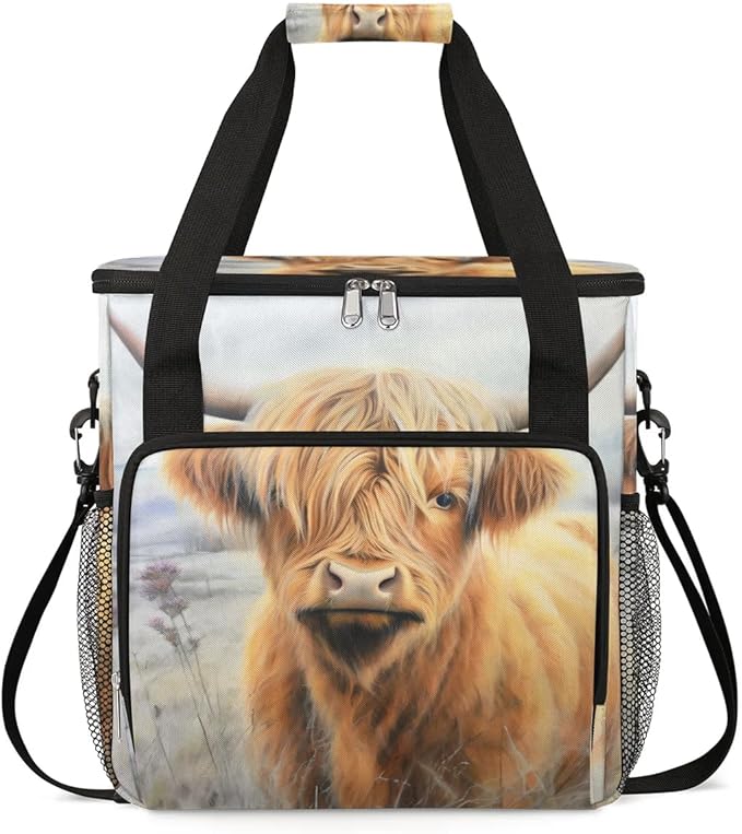 Coffee Maker Carrying Bag Highland Cow Single Cup Coffee Maker Travel Bag Compatible with Keurig K-Mini or K-Mini Plus Portable Storage Bag with Shoulder StrapAZ-195