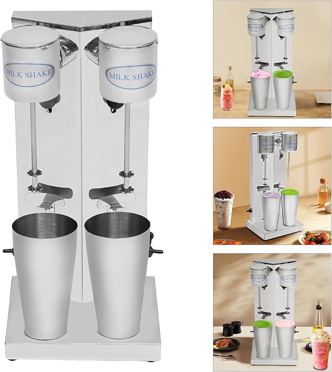 Milkshake Maker Machine Electric Milkshake Blender Maker Commercial Stainless Steel Milk Shaking Machine Double Heads Milk Shaker Electric Drink Mixer for Home Bars Milkshakes Coffee(Style 6)
