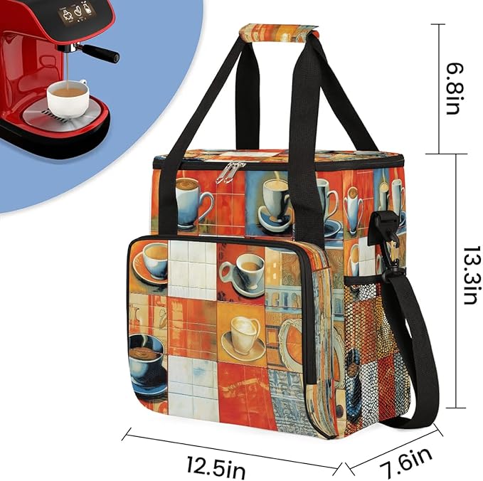 Coffee Cup Coffee Maker Carrying Bag Compatible with K-Mini or K-Mini Plus Portable Single Cup Coffee Maker Case with Pockets for K Cup Pods