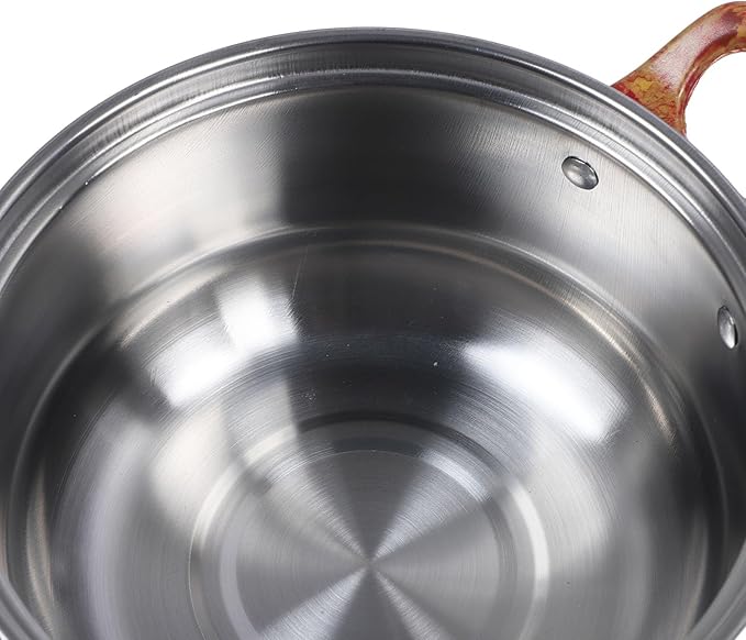Stainless Steel Kitchen Cookware Set Unique Wood Grain Design Multifunctional Pots and Pans Set with Kettle Enhance Cooking Experience