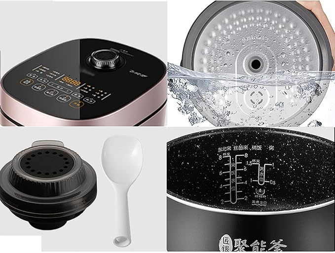 Rice Cooker &amp Steamer 4L 6 Layer Silver Gathering Kettle Non-Stick Liner for Family Dormitory for 1~8 People Rice Cooker