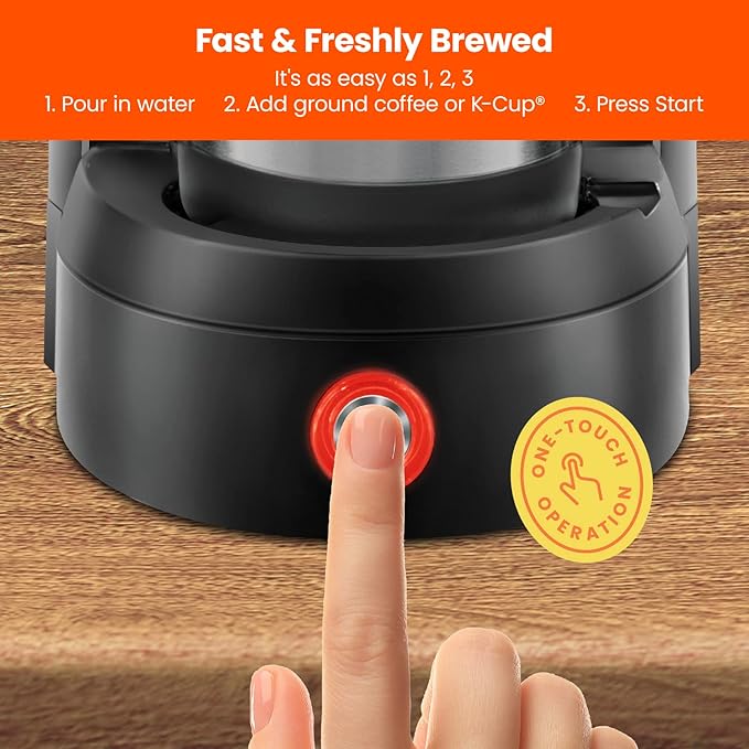 Chefman Single Serve Coffee Maker: K-Cup &amp Ground Compatible Single Cup 6-12 oz Portable Drip Coffee Machine with Filter - Perfect for College &amp Coffee LoversBlack