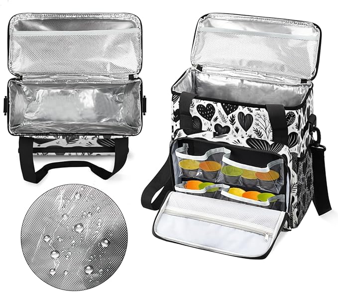 Black heart Grass Coffee Maker Carrying Bag Portable Travel Storage Tote Bag Compatible with K-Mini or K-Mini Plus Single Serve Coffee Brewer Carrying Case with Multiple Pockets &amp Shoulder Strap