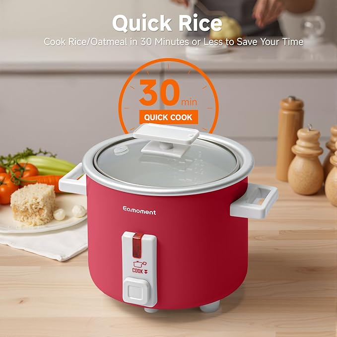 1.5L Mini Rice Cooker with Removable Non-Stick Pot Portable Rice Maker with Keep Warm Function Suitable for 1-2 People Red