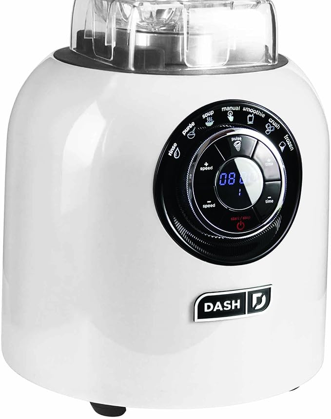 Dash Chef Series 64 oz Blender with with Stainless Steel Blades + Digital Display for Coffee Drinks Frozen Cocktails Smoothies Soup Fondue &amp More 1400-Watt - White