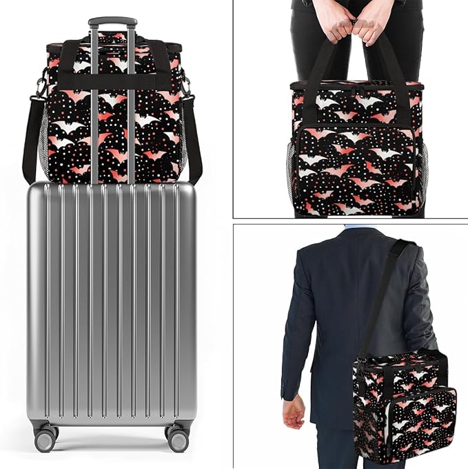 Gothic Bat Coffee Maker Carrying Bag Fantastic Bat Travel Storage Bag Compatible with K-Mini or K-Mini Plus Single Serve Coffee Brewer Carrying Case with Multiple Pockets &amp Shoulder Strap