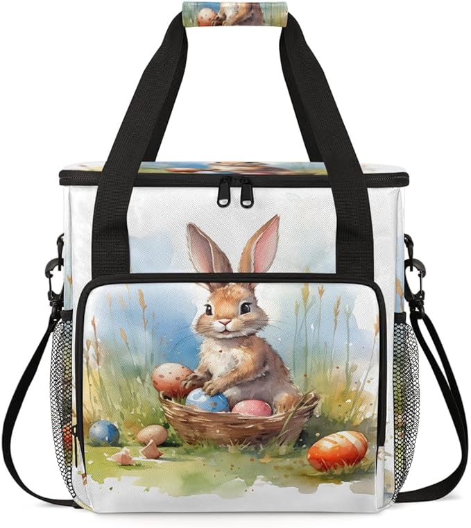 Easter Egg Coffee Maker Carrying Bag Easter Bunny Travel Storage Bag Compatible with K-Mini or K-Mini Plus Single Serve Coffee Brewer Carrying Case with Multiple Pockets &amp Shoulder Strap
