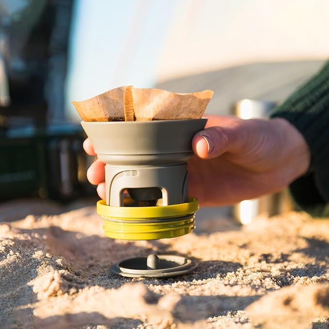 WACACO Cuppamoka Coffee Pot Portable Drip Coffee Maker Pour Over Coffee Machine with 10 Cone Paper Filters Manually Operated Stainless Steel Coffee Brewer 10 fl oz