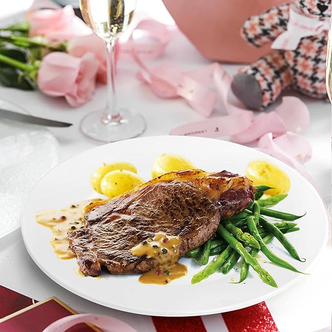 Foraineam White Dinner Plates Set 10 Inch Porcelain Dessert Salad Plate Catering Round Serving Dishes Dinnerware Sets Microwave Oven and Dishwasher Safe Set of 6