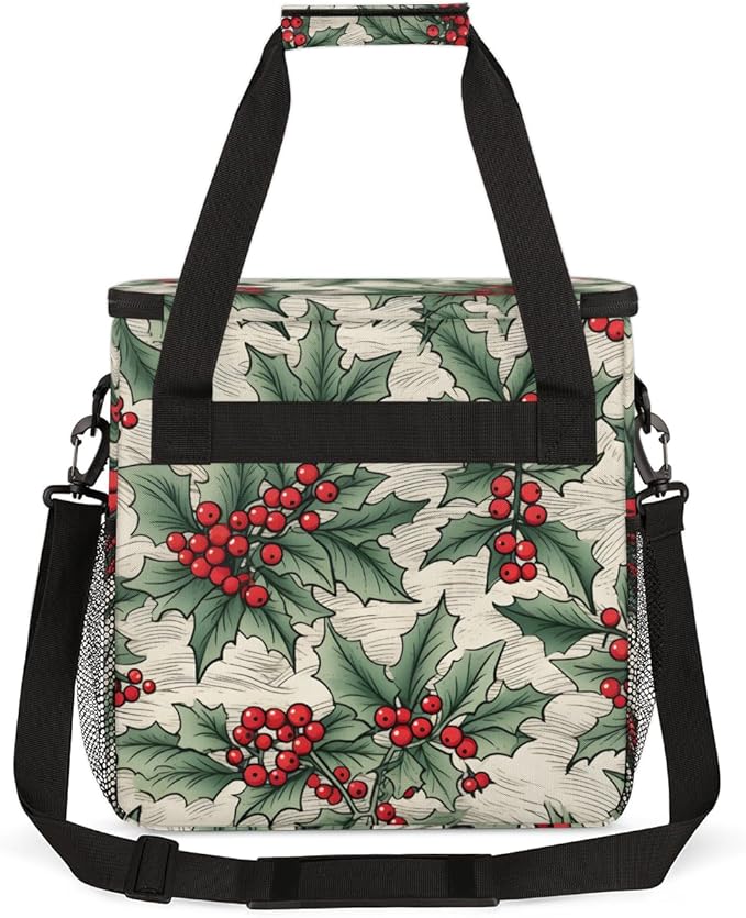 Christmas Flowers Coffee Maker Carrying Bag Magical Flowers Travel Storage Bag Compatible with K-Mini or K-Mini Plus Single Serve Coffee Brewer Carrying Case with Multiple Pockets &amp Shoulder Str
