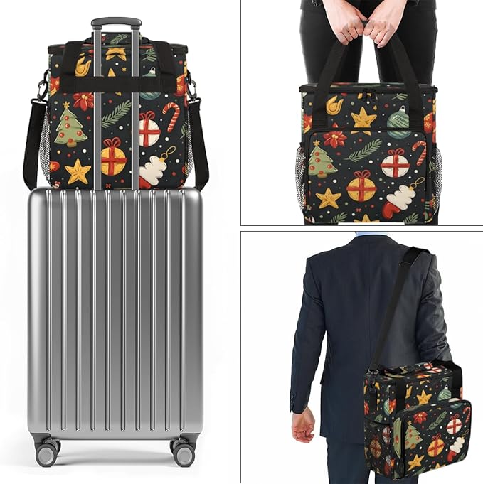Christmas Festivals Coffee Maker Carrying Bag Gothic Tree Travel Storage Bag Compatible with K-Mini or K-Mini Plus Single Serve Coffee Brewer Carrying Case with Multiple Pockets &amp Shoulder Strap