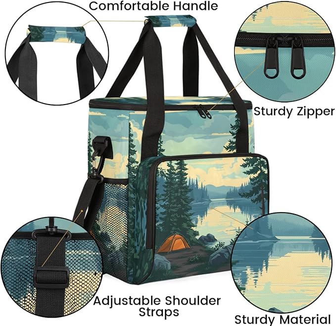 Forest Camping Coffee Maker Travel Bag for Keurig K-Mini/K-Mini Plus Insulated Waterproof Tote with Pockets for K-Cup Portable Single-Serve Brewer Case