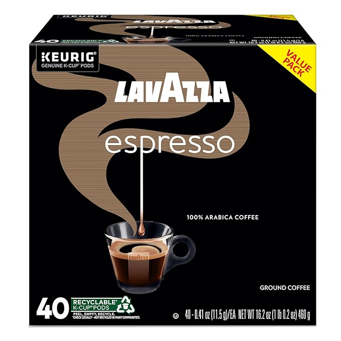 Lavazza Espresso Single-Serve Keurig K-Cup Pods Medium Roast Coffee 40-Count Box