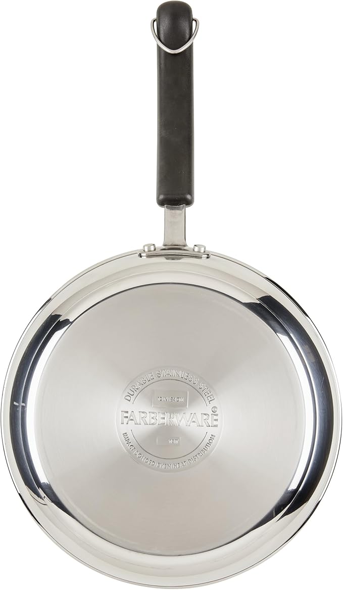 Farberware Brilliance Stainless Steel Cookware Pots and Pans Set with Kitchen Cooking Tools and Glass Lids 10 Piece Dishwasher Safe and Induction Ready Stainless Steel