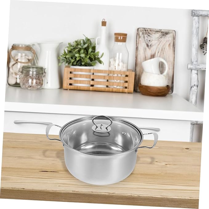 Zerodeko Multi Functional Stainless Steel Cookware Set with Comfortable Handles Includes Milk Pot Fry Pan and Soup Pot for Healthy Cooking and Easy Cleaning