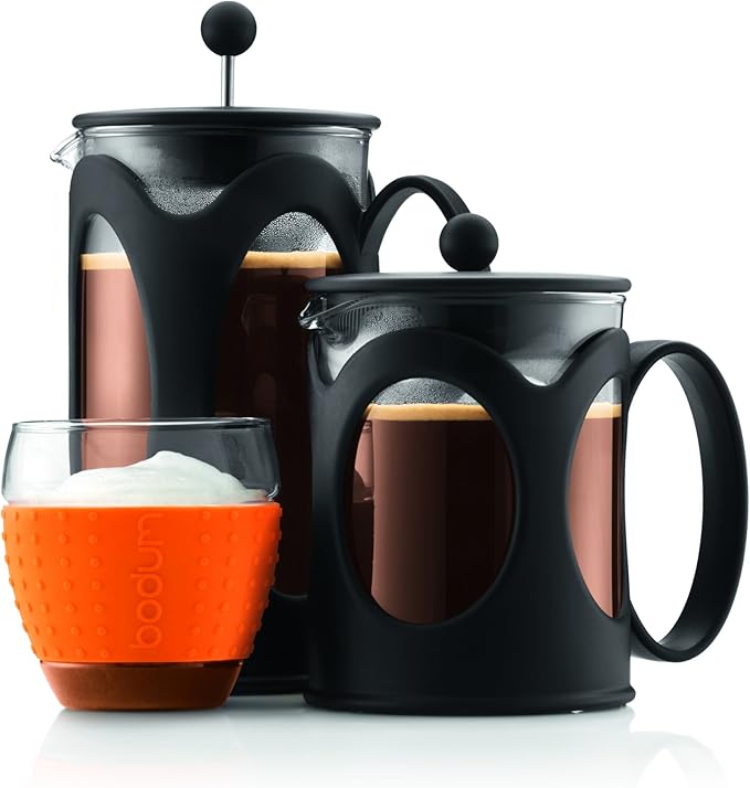 BODUM 10683-01 Kenya French Press Coffee Maker Borosilicate Glass - 4-Cup (0.5 L) Black