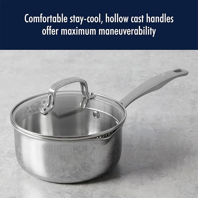 Clad H3 10-pc Induction Ceramic Nonstick Pot and Pan Set Stainless Steel Durable and Easy to clean