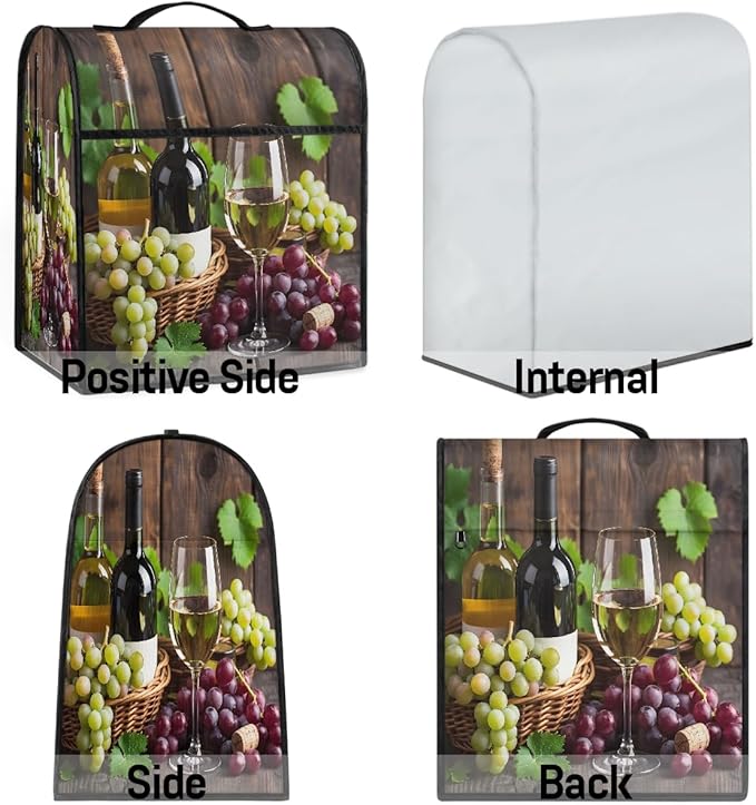 cfpolar Kitchen Aid Mixer Cover Compatible with 6-8 Quarts Fruit Grape Wine Stand Mixer Cover Kitchen Aid Mixers Accessories Appliance Organizer Bag Dust Covers with Zipper Pocket