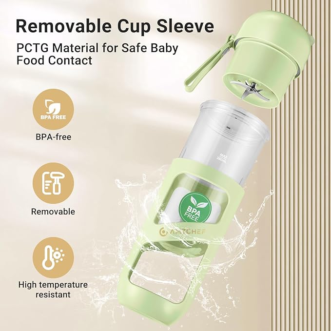 AMZCHEF Portable Blender Strong Cutting Power with 10-BladeType-C RechargeableVacuum Personal Size Mini Blender for Shakes and Smoothies BPA free for Sports Travel Hiking