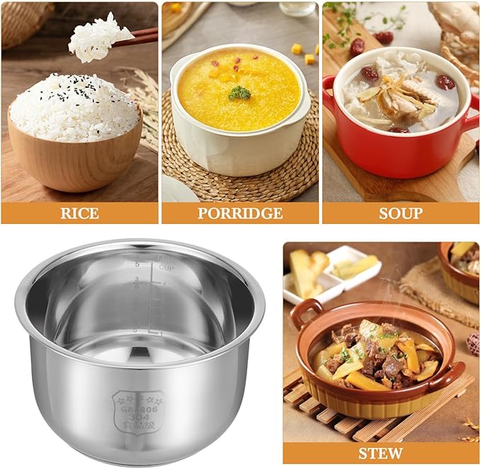 Rice Cooker Liner Replacement 2L Electric Cooker Inner Pot Cooker Accessories Inner Rice Cooking Pot Parts Stainless Steel Instant Inner Cooking Supplies